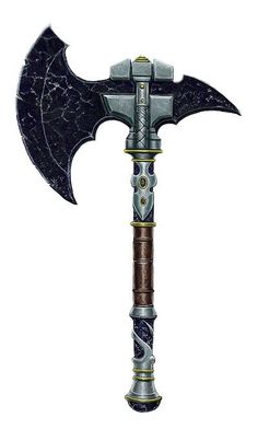 an old style hammer with black and silver decorations on it's head, in the shape of a bat