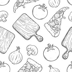 a black and white drawing of different types of vegetables on a sheet of food coloring pages