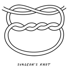 the logo for surgeon's knot, which is designed in black and white on a white background