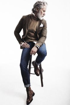 Style Gentleman, Perfect Jacket, Older Man, Jeans Boots, Mode Casual, Olivia Palermo