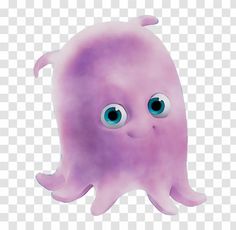 an octopus with big blue eyes on a transparent background