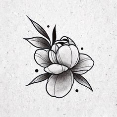 a black and white drawing of a flower