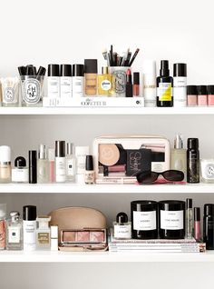 Beauty Look Book Shelfie Favorites August Bathroom Cupboard Organization, Book Shelfie, Organise Makeup, Makeup Affordable, Makeup Glowy, Makeup Finds, Revolution Eyeshadow, Revolution Makeup