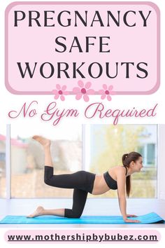 pregnant woman exercising, text above reads pregnancy safe workouts no gym required Ways To Stay Active, Pregnancy Safe Workouts, No Gym, Staying Active, Go To The Gym