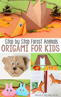 step by step instructions to make origami for kids with pictures and text overlay