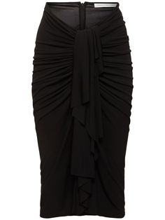 Draped detail. Model is wearing a size6 Cotton Midi Skirt, Micro Skirt, Latest Skirts, Black Drapes, Christopher Esber, Jersey Skirt, Satin Midi Skirt, Black Midi Skirt, Addams Family