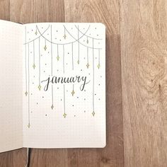 Bujo Cover Page Ideas January, January Notebook Ideas, Journal Month Page January, January Bujo Cover Page, Bulett Journal Ideas January, January Page Bullet Journal, January Bujo Theme Ideas, January Book Journal, Bulett Journal Page Ideas January