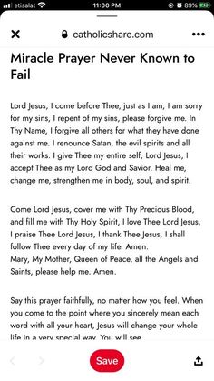 a cell phone with an email message on it that says,'i am sorry jesus, come before thee, just as i am