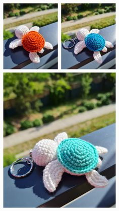 Porte clef tortue bicolore en coton au crochet Crochet Keychain, Homemade Christmas Gifts, Homemade Christmas, Crochet Stitches, Key Rings, Live Lokai Bracelet, Knit Crochet, Origami