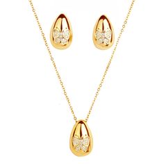 PRICES MAY VARY. Exquisite and Versatile Gift: The Gold Teardrop Butterfly-shape Necklace Set is a perfect gift for mothers, wives, girlfriends, or any cherished lady, suitable for birthdays, anniversaries, or Christmas. Its stunning teardrop-shaped Butterfly-shape pendant exudes Grace, making it a timeless and meaningful addition to any jewelry collect. Suitable for Everyday Wear: This everyday jewelry piece is perfect for summer wear and any occasion, adding a touch of grace and charm to both Necklace And Earring Sets, Stud Earrings Silver, Gemstone Pendant Necklace, Earring Sets, Women Necklace, Butterfly Shape, Summer Gift, Gold Butterfly, Charm Set