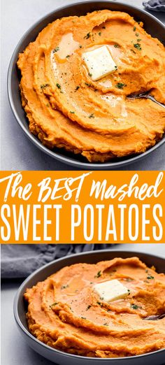 the best mashed sweet potatoes recipe with butter and parmesan cheese on top