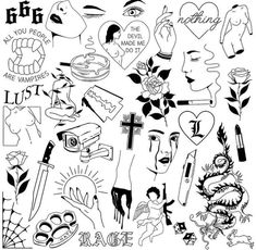 a bunch of different tattoos on a white background