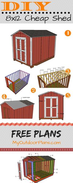 the instructions for how to build a small shed with free plans and pictures on it