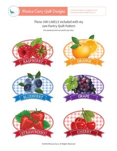 an image of labels with berries and cherries on the label, which are labeled in different