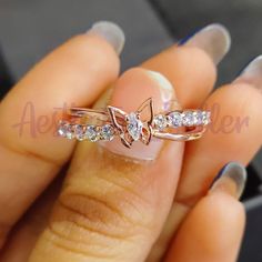 Butterfly Style Ring, 1.00 Ct Marquise & Round Cut White Moissanite, Solid 10K Rose Gold, Dainty Engagement Wedding Ring, Cocktail Band Ring J E W E L L E R Y - D E T A I L S :  * Ring Type : Butterfly ring  * Metal Type : Rose Gold  * Metal Purity : 10K/925  * Available Size : H, I, J, K, L, M, N, O, P, Q, R, S, T, U And Half  * User Occasion : Wedding, Anniversary, Engagement, Promise & Gift etc.  * Metal Change : (925 Silver & 10K Gold )  * Metal Color Change :  (White/Yellow & Rose Gold) S T Wedding Rings Butterfly, Marquise Ring Band, Butterfly Engagement Ring Unique, Engagement Ring Butterfly, Wedding Rings Engagement Dainty, Engagement Rings Butterfly, H.i.m Band, Butterfly Promise Rings, Butterfly Wedding Ring