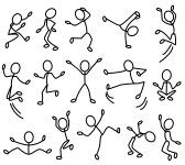 an image of people doing different things in the air with their arms and legs spread out