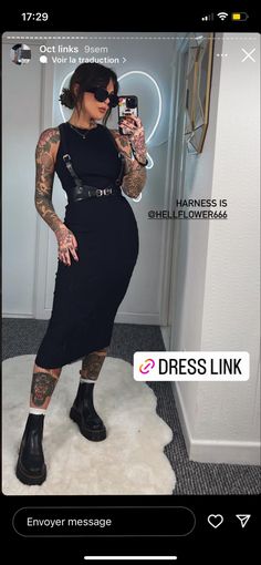 Doc Martens Outfit Fall Dress, Alt Style Over 30, 30 Year Old Alternative Fashion, Stefanie Lee Outfits, Alternative Christmas Party Outfit, Casual Goth Mom Outfits, Alternative Classy Outfits, Black Dress With Doc Martens Outfit, Edgy Corset Outfit