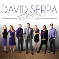 a group of people standing in front of a sign that says david serra homes team