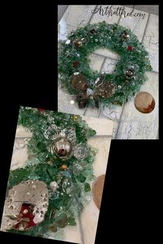 Glass Christmas Art Diy Mosaic Projects, Sea Glass Art Diy, Easy Christmas Wreaths, Diy Art Projects, Shattered Glass, Broken Glass