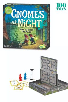 the game gnomes at night is in its box and next to it's contents