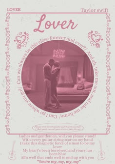 a poster with an image of two people in the middle and words that read lover