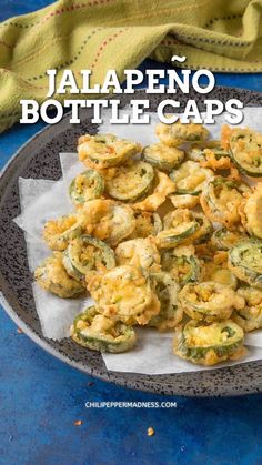 jalapeno bottlecaps on a plate with the title text above it