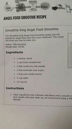 a recipe for smoothie king angel food smoothie