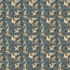 an image of a pattern with horses in the middle and blue, brown, beige and white colors