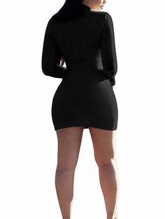 DescriptionMaterial: Polyester & Spandex. soft. and comfortable fabric.Feature: Long Sleeve. Solid Color. Mini Dresses. Club Style. Stretches. and fits great. Style: This sexy slim bodycon mini dress. showing off your sexy body shape freely. make you more charming and stand out at a club or theme party.Occasion: The casual mini dress is suitable for Club. Nightclub. Party. Night Out. Clubwear. Cocktail. Casual. Evening. Special Occasion. Daily Wear. and Other Activities to Fully Show Your Perfec Black Non-stretch Mini Bodycon Dress, Non-stretch Black Mini Bodycon Dress, Casual Stretch Mini Bodycon Dress, Stretch V-neck Bodycon Dress For Going Out, Casual Stretch Bodycon Dress For Club, Chic Stretch Bodycon Mini Skirt Dress, Chic Stretch Bodycon Mini Dress, Fitted Mini Bodycon Dress For Club, Non-stretch Solid Color Mini Dress For Date Night