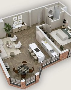 an aerial view of a two bedroom apartment