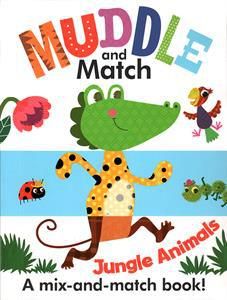 the book cover for muddle and match jungle animals, with an image of a frog