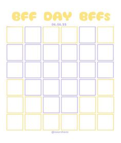 a printable 8x8 day calendar with yellow and blue squares on the side