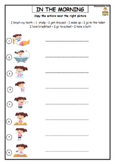 the morning worksheet for students to practice their english language and spelling skills with pictures