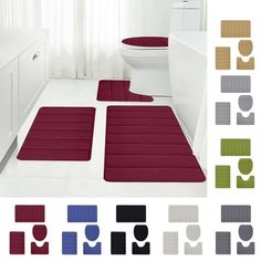 bathroom rugs in various colors and sizes