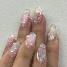 Decora Nails, Pretty Nail Designs, Really Cute Nails, Soft Nails, Dream Nails, Cute Nail Designs, Funky Nails, Pretty Acrylic Nails