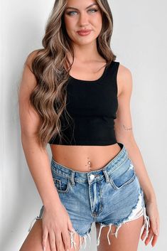 Candid Responses Brami Crop Tank (Black) · NanaMacs Black Crop Top Tank, Flying Monkey Jeans, White Birch, Black Crop Top, Large Dress, Top Tank, Outfit Combinations, Jeans Size Chart, Small Dress