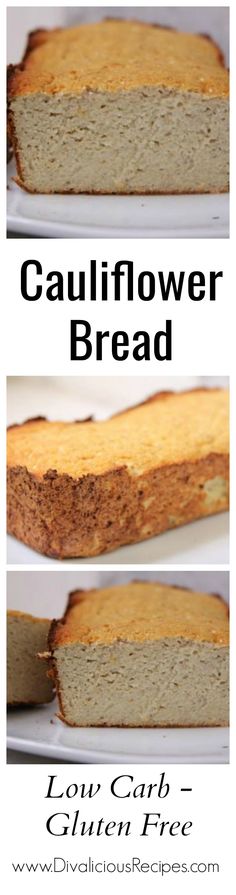 three different images of bread with the words cauliflower bread on it and below