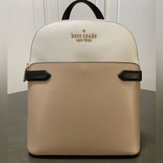 Brand New (Tags Have Been Removed) Kate Spade Staci Dome Backpack. We Won At An Auction And Daughter Cut Tags Off But We Have Never Used. I Assume It’s Real But Have No Verification Beige Leather Backpack With Adjustable Strap For Errands, Designer Beige Backpack For Daily Use, Classic Beige Backpack With Detachable Strap, Designer Beige Backpack For Everyday Use, Luxury Beige Backpack For Errands, Designer Beige Leather Backpack, Elegant Beige Travel Backpack, Beige Backpack With Leather Backing, Beige Leather Backpack With Leather Backing