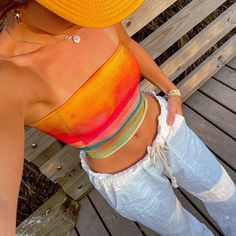 Multicolor Stretch Bandeau Top, Stretch Strapless Crop Top For Summer, Stretch Multicolor Tube Top For Vacation, Fitted Tops For Summer Beach Party, Trendy Strapless Tube Top For Festival, Multicolor Stretch Tops For Beach Party, Multicolor Strapless Crop Top For Summer, Fitted Orange Tube Top For Summer, Multicolor Fitted Bandeau Top