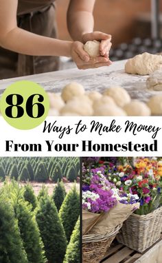 an image of a woman making money from her homestead with flowers in the background