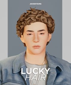 an animated image of a young man with curly hair, wearing a denim jacket and necklace