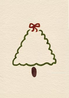 a drawing of a christmas tree with a bow on it