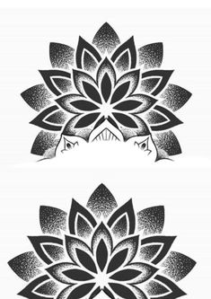 two black and white lotus tattoos on the left side of each one, with an intricate flower