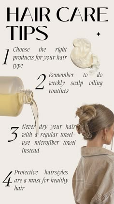 Some tips for your hair care journey. Hope this helps Ps. there are more information about this in my profile #HairCare #HealthyHair Essential Oil Hair Growth, Natural Hair Routine, Easy Care Hairstyles, Hair Maintenance Tips, Hair Care Growth, Monat Hair, Essential Oils For Hair