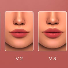 three different views of lips with the same amount of lipstick