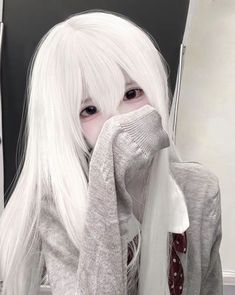 Long White Hair, Cool Hair Color, White Hair, Pretty Hairstyles, Korean Girl