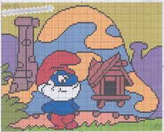 an image of a cartoon character on a cross stitch pattern