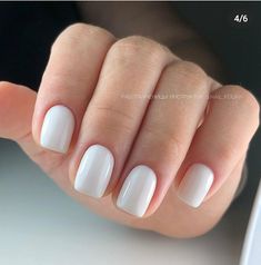 Short Classy Nails 2023, White Gel Nails Short Square, Hoco Nails Short Square, White Coffin Short Nails, White Gel Nails Square, Milky Square Nails Short, Nails Square Short White, White Shirt Square Nails, Short Squavol Nails