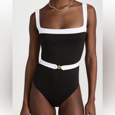 Brand New With Tags. Never Worn Bought On Sale In Store Has Been Tried On Caroline Constas Davey One Piece $295.00 Color: Black White Combo Size: S Black And White One Piece, Neckline Slimmer, One Piece Black, Caroline Constas, White One Piece, Vacation Inspiration, Black One Piece Swimsuit, Black White Gold, Swimsuit Cover Ups