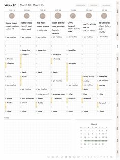 the week planner is shown in yellow and white, with dates for each month on it